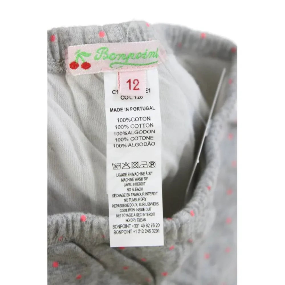 Bonpoint Girls Spotted Print Leggings Gray Size 12 Months